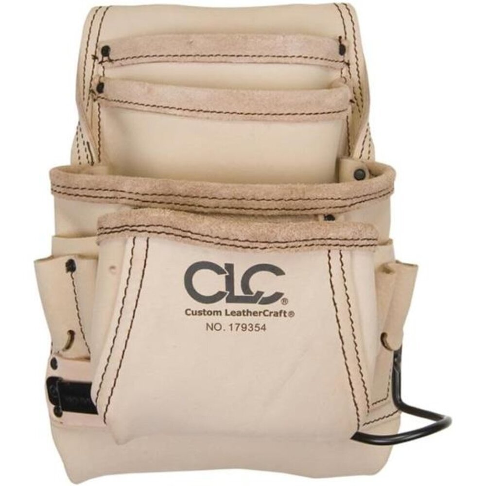 Custom Leathercraft 179354 Carpenter's Nail and Tool Bag Top Grain, 10 Pocket